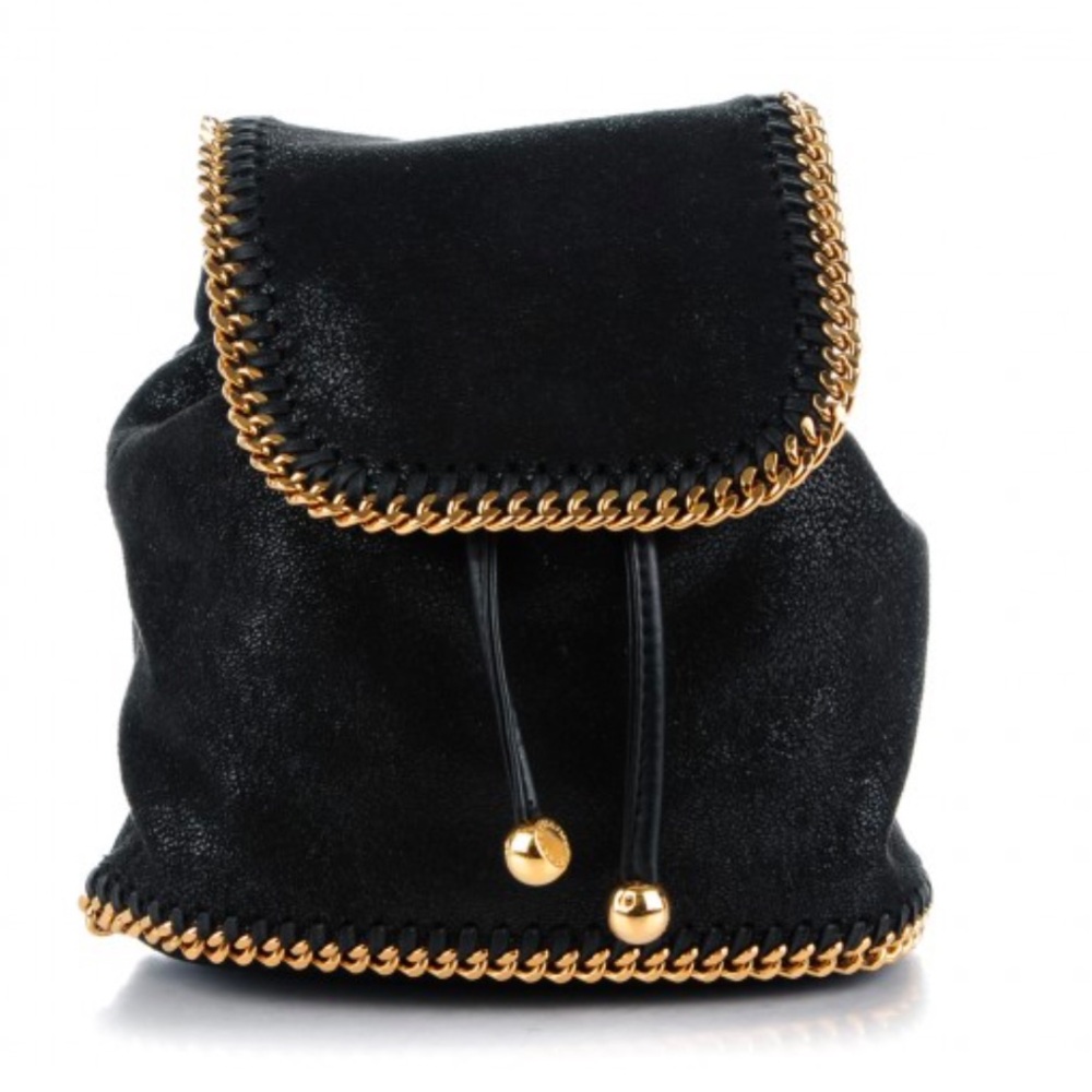 Stella McCartney Shaggy Deer Mini Falabella Backpack Black